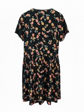 Xhilaration Black Mini Dress with Pink & Yellow Floral Print